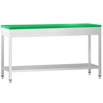 GGM Gastro Commercial Stainless Steel Centre Table PREMIUM - 2000x800mm - with Undershelf - with Green Chopping Board