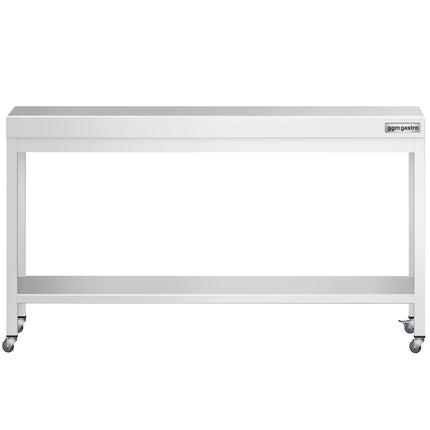 GGM Gastro Commercial Stainless Steel Centre Table PREMIUM - 2000x800mm - with Undershelf - with Wheels