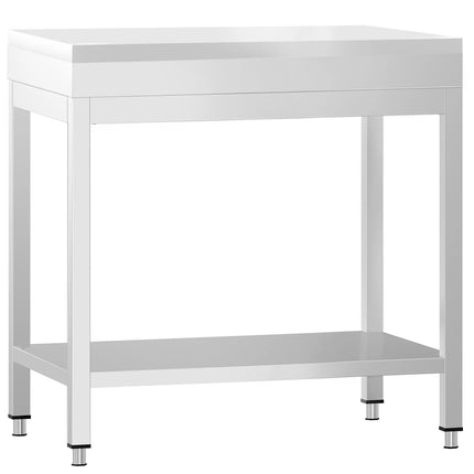 GGM Gastro Commercial Stainless Steel Centre Table PREMIUM - 600x600mm - with Undershelf - with 2 Undershelves - with White Chopping Board