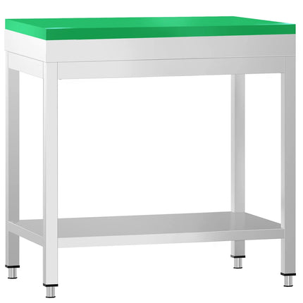 GGM Gastro Commercial Stainless Steel Centre Table PREMIUM - 600x600mm - with Undershelf - with Green Chopping Board