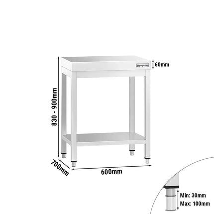 GGM Gastro Commercial Stainless Steel Centre Table PREMIUM - 600x700mm - with Undershelf