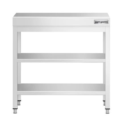 GGM Gastro Commercial Stainless Steel Centre Table PREMIUM - 600x700mm - with Undershelf - with 2 Undershelves - with Cross Bracing