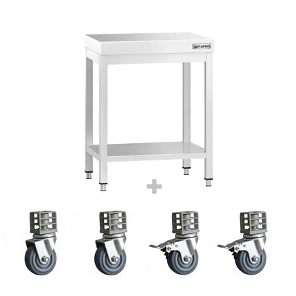 GGM Gastro Commercial Stainless Steel Centre Table PREMIUM - 600x700mm - with Undershelf