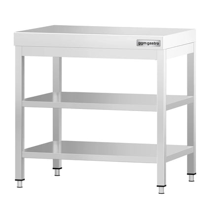 GGM Gastro Commercial Stainless Steel Centre Table PREMIUM - 600x700mm - with Undershelf - with 2 Undershelves - with Cross Bracing