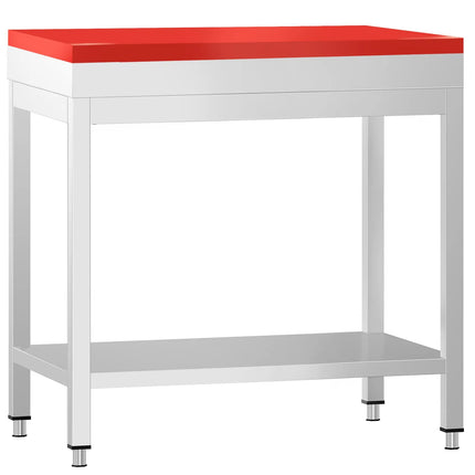 GGM Gastro Commercial Stainless Steel Centre Table PREMIUM - 600x700mm - with Undershelf - with Cross Bracing - with Red Chopping Board