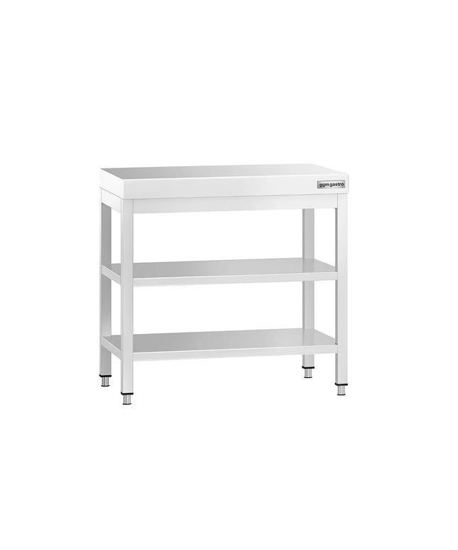 GGM Gastro Commercial Stainless Steel Centre Table PREMIUM - 700x600mm - with Undershelf - with 2 Undershelves - with Cross Bracing