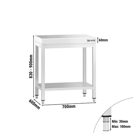 GGM Gastro Commercial Stainless Steel Centre Table PREMIUM - 700x600mm - with Undershelf