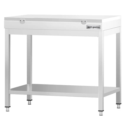 GGM Gastro Commercial Stainless Steel Centre Table PREMIUM - 700x600mm - with Undershelf - with Green/Red/White Chopping Board (White)