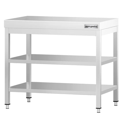 GGM Gastro Commercial Stainless Steel Centre Table PREMIUM - 700x600mm - with Undershelf - with 2 Undershelves - with Cross Bracing
