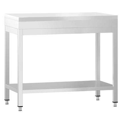 GGM Gastro Commercial Stainless Steel Centre Table PREMIUM - 700x700mm - with Undershelf - with Cross Bracing - with White Chopping Board
