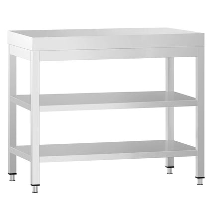 GGM Gastro Commercial Stainless Steel Centre Table PREMIUM - 700x700mm - with Undershelf - with 2 Undershelves - with Additional Undershelf (mid-shelf) - with Cross Bracing