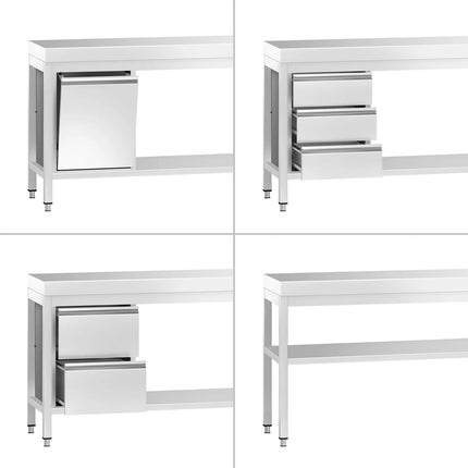 GGM Gastro Commercial Stainless Steel Centre Table PREMIUM - 700x700mm - with Undershelf