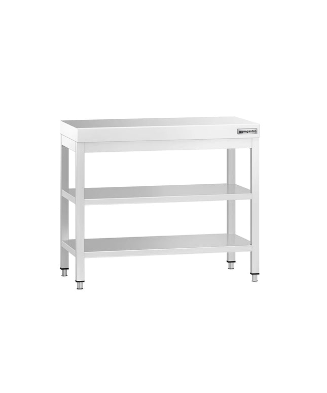 GGM Gastro Commercial Stainless Steel Centre Table PREMIUM - 800x600mm - with Undershelf - with 2 Undershelves - with Cross Bracing