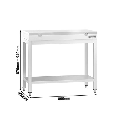 GGM Gastro Commercial Stainless Steel Centre Table PREMIUM - 800x600mm - with Undershelf - with Green/Red/White Chopping Board