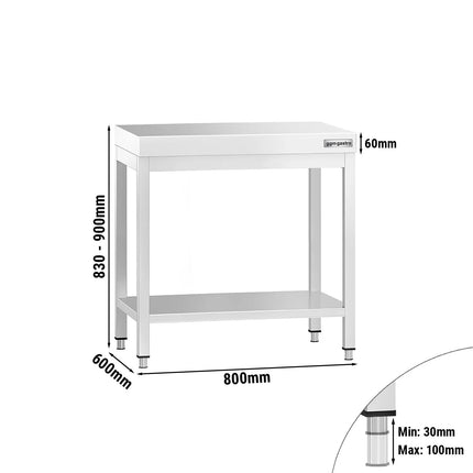 GGM Gastro Commercial Stainless Steel Centre Table PREMIUM - 800x600mm - with Undershelf