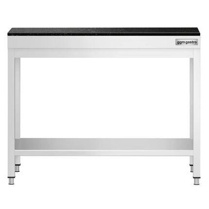 GGM Gastro Commercial Stainless Steel Centre Table PREMIUM - 800x600mm - with Undershelf - with 2 Undershelves - with Granite Worktop