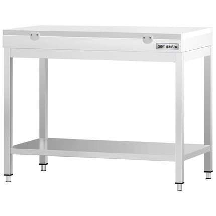 GGM Gastro Commercial Stainless Steel Centre Table PREMIUM - 800x700mm - with Undershelf - with White Chopping Board