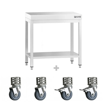 GGM Gastro Commercial Stainless Steel Centre Table PREMIUM - 800x700mm - with Undershelf - with Cross Bracing