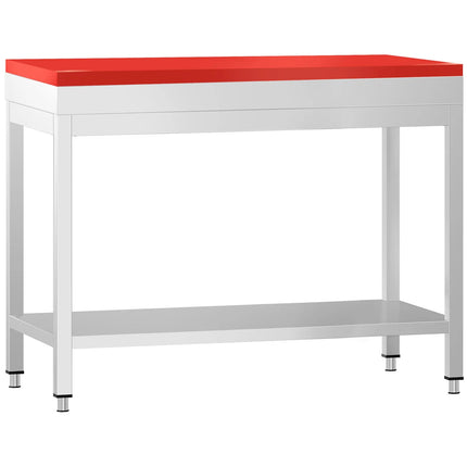GGM Gastro Commercial Stainless Steel Centre Table PREMIUM - 800x700mm - with Undershelf - with Red Chopping Board