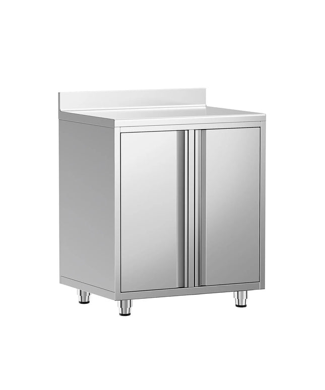 GGM Gastro Commercial Stainless Steel Coffee Station & Worktop Floor Cupboard - for Coffee Machine  - 800x600mm - with Double Doors & Upstand