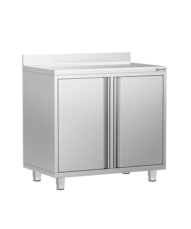 GGM Gastro Commercial Stainless Steel Coffee Station & Worktop Floor Cupboard- for Coffee Machine  - for Coffee Machine - 1000x600mm - with 2 Double Doors - with Rear Upstand