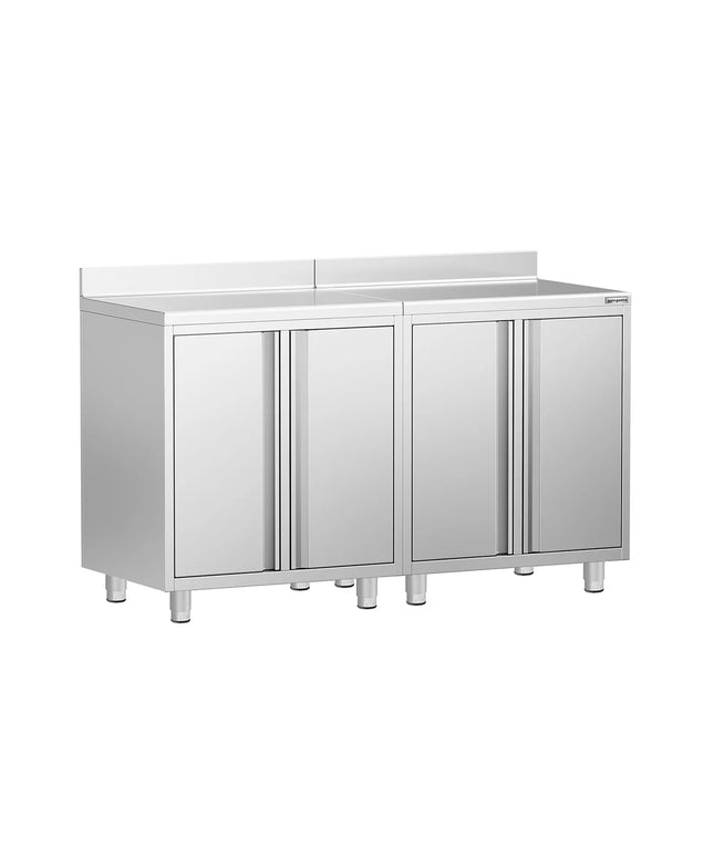 GGM Gastro Commercial Stainless Steel Coffee Station & Worktop Floor Cupboard - for Coffee Machine - 1600x600mm - with 2 Double Doors - with Rear Upstand