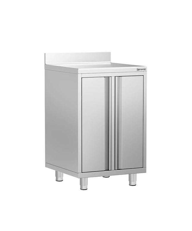 GGM Gastro Commercial Stainless Steel Coffee Station & Worktop Floor Cupboard  - for Coffee Machine - 600x600mm - with 2 Double Doors - with Rear Upstand