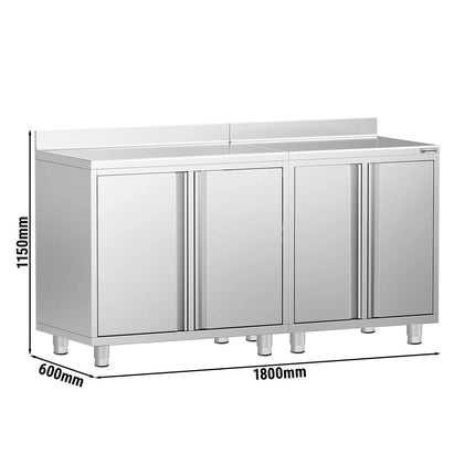GGM Gastro Commercial Stainless Steel Coffee Station & Worktop Floor Cupboard - for Coffee Machine - 1800x600mm - with 2 Double Doors - with Rear Upstand