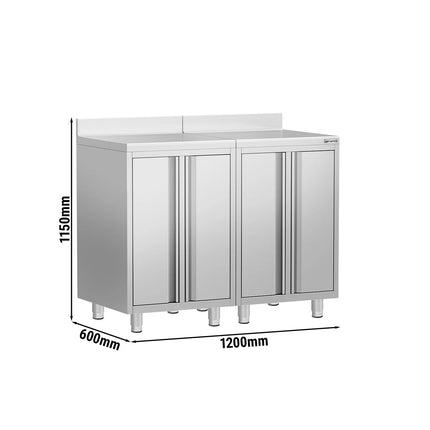 GGM Gastro Commercial Stainless Steel Coffee Station & Worktop Floor Cupboard  - for Coffee Machine - 1200x600mm - with 2 Double Doors - with Rear Upstand