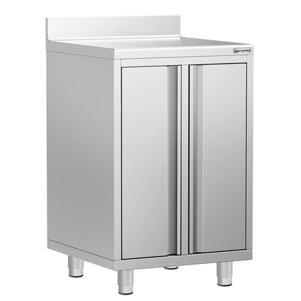 GGM Gastro Commercial Stainless Steel Coffee Station & Worktop Floor Cupboard  - for Coffee Machine - 600x600mm - with 2 Double Doors - with Rear Upstand