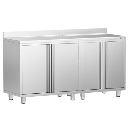 GGM Gastro Commercial Stainless Steel Coffee Station & Worktop Floor Cupboard - for Coffee Machine - 1800x600mm - with 2 Double Doors - with Rear Upstand