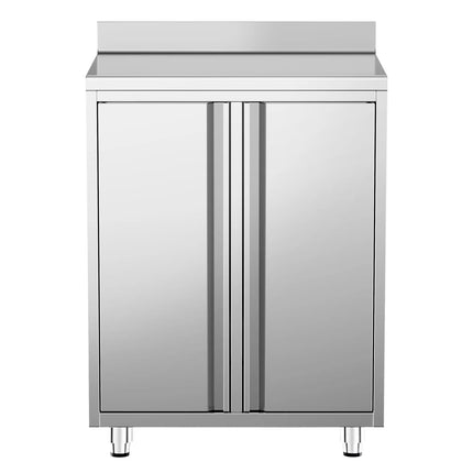 GGM Gastro Commercial Stainless Steel Coffee Station & Worktop Floor Cupboard - for Coffee Machine  - 800x600mm - with Double Doors & Upstand