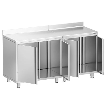 GGM Gastro Commercial Stainless Steel Coffee Station & Worktop Floor Cupboard - for Coffee Machine - 1800x600mm - with 2 Double Doors - with Rear Upstand