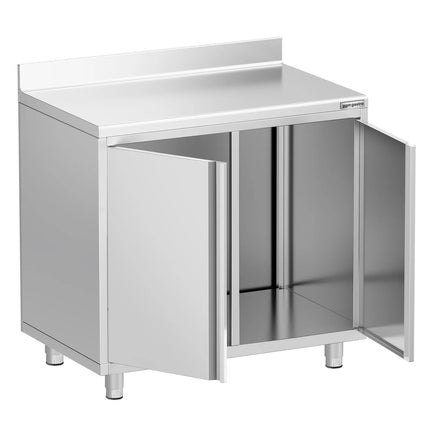 GGM Gastro Commercial Stainless Steel Coffee Station & Worktop Floor Cupboard- for Coffee Machine  - for Coffee Machine - 1000x600mm - with 2 Double Doors - with Rear Upstand