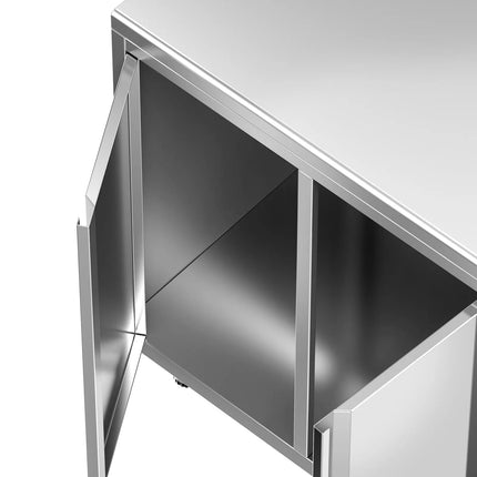 GGM Gastro Commercial Stainless Steel Coffee Station & Worktop Floor Cupboard - for Coffee Machine  - 800x600mm - with Double Doors & Upstand