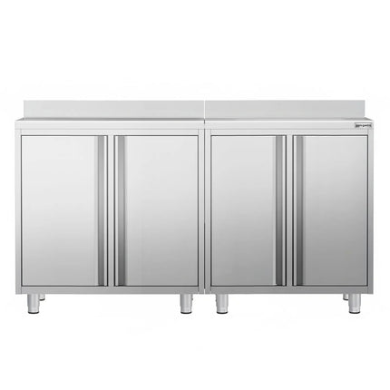 GGM Gastro Commercial Stainless Steel Coffee Station & Worktop Floor Cupboard - for Coffee Machine - 1800x600mm - with 2 Double Doors - with Rear Upstand