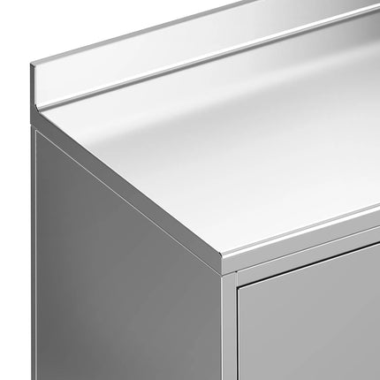 GGM Gastro Commercial Stainless Steel Coffee Station & Worktop Floor Cupboard - for Coffee Machine  - 800x600mm - with Double Doors & Upstand