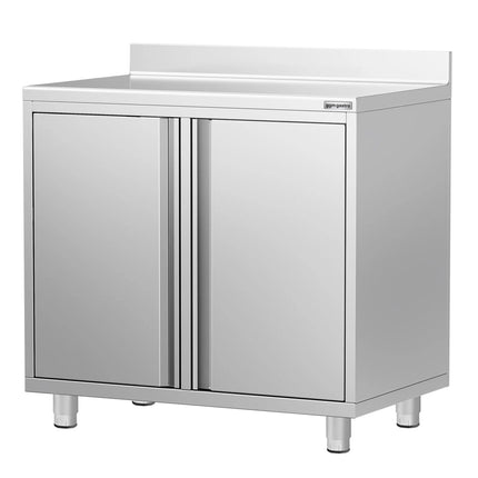GGM Gastro Commercial Stainless Steel Coffee Station & Worktop Floor Cupboard- for Coffee Machine  - for Coffee Machine - 1000x600mm - with 2 Double Doors - with Rear Upstand