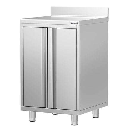 GGM Gastro Commercial Stainless Steel Coffee Station & Worktop Floor Cupboard  - for Coffee Machine - 600x600mm - with 2 Double Doors - with Rear Upstand