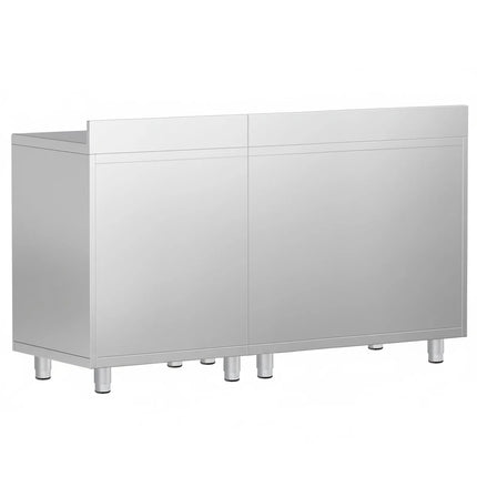 GGM Gastro Commercial Stainless Steel Coffee Station & Worktop Floor Cupboard - for Coffee Machine  - 1800x600mm - with 4 Drawers, 2 Doors, 2 Tilting Knockout Drawers - with Rear Upstand