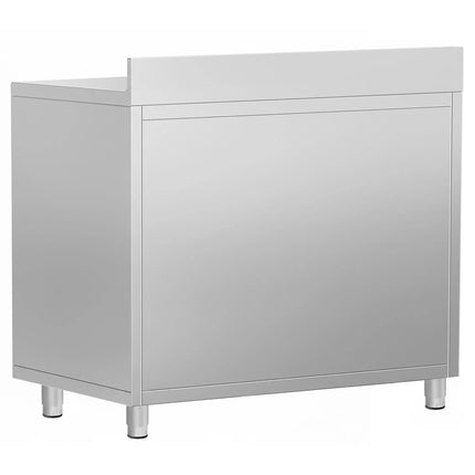 GGM Gastro Commercial Stainless Steel Coffee Station & Worktop Floor Cupboard- for Coffee Machine  - for Coffee Machine - 1000x600mm - with 2 Double Doors - with Rear Upstand