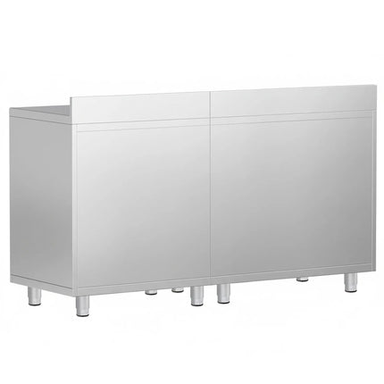 GGM Gastro Commercial Stainless Steel Coffee Station & Worktop Floor Cupboard - for Coffee Machine - 1800x600mm - with 2 Double Doors - with Rear Upstand