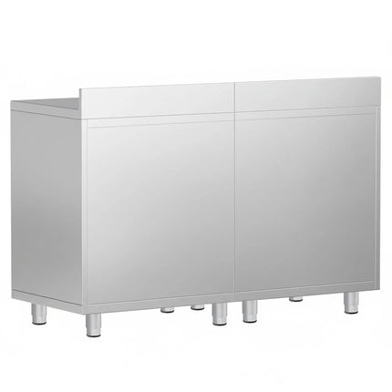 GGM Gastro Commercial Stainless Steel Coffee Station & Worktop Floor Cupboard - for Coffee Machine - 1600x600mm - with 2 Double Doors - with Rear Upstand