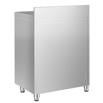 GGM Gastro Commercial Stainless Steel Coffee Station & Worktop Floor Cupboard - for Coffee Machine - 800x600mm - Hinged Door - Upstand - 2 Drawers - Waste Chute - Tilt-out Waste Bin