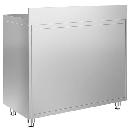 GGM Gastro Commercial Stainless Steel Coffee Station & Worktop Floor Cupboard - for Coffee Machine - 1200x600mm - Hinged Door - Upstand - 2 Drawers - Waste Chute - Tilt-out Waste Bin - Adjustable Shelves on the Left Side