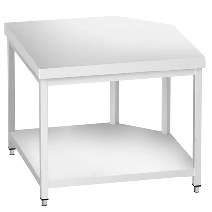GGM Gastro Commercial Stainless Steel Corner Table PREMIUM - 1000x600mm - with Undershelf - with Cross Bracing