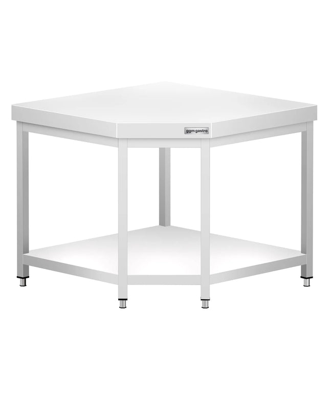 GGM Gastro Commercial Stainless Steel Corner Table PREMIUM - 1000x700mm - with Undershelf