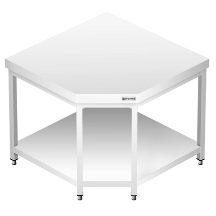 GGM Gastro Commercial Stainless Steel Corner Table PREMIUM - 1000x700mm - with Undershelf