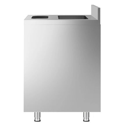 GGM Gastro Commercial Stainless Steel Hand Wash Sink Cabinet - 400x600 mm - Base Cupboard - 1 Sink - Built-in Waste Chute - 1 Waste Bin - Rear Upstand