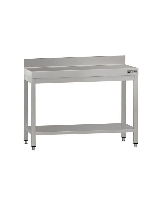 GGM Gastro Commercial Stainless Steel Table with Upstand ECO - 1000x600mm - with Undershelf - with Rear Upstand - with Cross Bracing